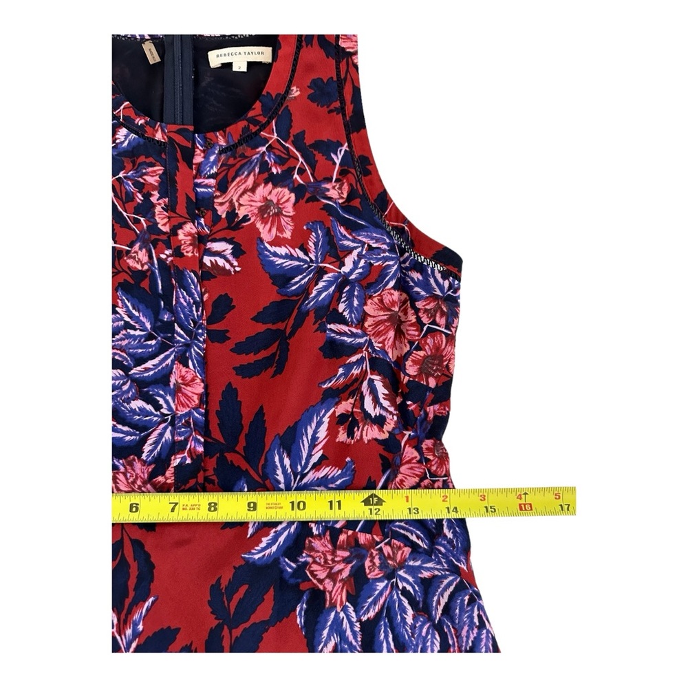 Rebecca Taylor Women's Floral Printed Summery Sleeveless Flare Silk Dress Size 2 - Picture 8 of 14